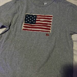 Polo by Ralph Lauren Gray Tee with American Flag Patch